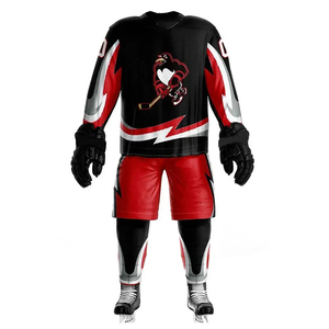 Design personnalisé 100% maillot de hockey sur glace en maille de polyester uniforme rouge populaire avec nom d'équipe vêtements de hockey personnalisés Haus Industries - Product Image 2