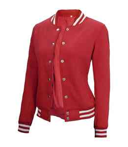 Bomber Varsity Jacket personnalisé à rayures, encolure côtelée et fermeture Veste sport unisexe à manches longues personnalisée pour femmes - Product Image 1