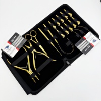 Kit d'extension de cils Lucky Lash Tools en acier inoxydable chirurgical de haute qualité, kit de perles et crochets à boucle pour extensions de cheveux I-Tip en plasma doré