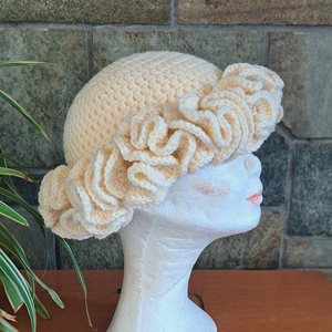 Sombrero de Ganchillo Estilo Europeo Americano con Volantes para Mujer, Ideal para el Verano, Uso Diario y Fiestas, con Rayas y Patrón a Cuadros - Product Image 6