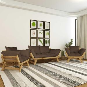 Adalar colore naturale-marrone, 2 + 1 + 1 Set da giardino CPT8620-211NK