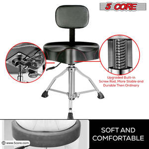 5Core Drum Throne 4 Cushion Padded <b>Stool</b> w Backrest Airlift <b>Height</b> <b>Adjustable</b> Chair w 441Lb Capcity - Product Image 6