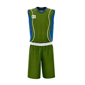 Ensemble d'uniformes de basketball bleus personnalisés, respirant, anti-UV, sans manches, pour l'entraînement en équipe, design unique, maille vierge, grandes tailles - Product Image 5