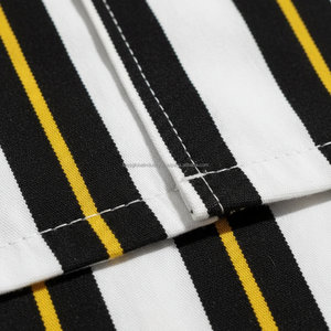 Conjunto de Pantalones Cortos a Rayas Personalizados para Hombre - Rayas Verticales Negras, Blancas y Amarillas, Conjunto de Verano de 2 Piezas - Product Image 6