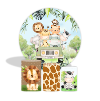Décorations en tissu pour fête d'anniversaire, couvre-cylindres pour baby shower, couvre-plinthes, animaux de la savane, tendance