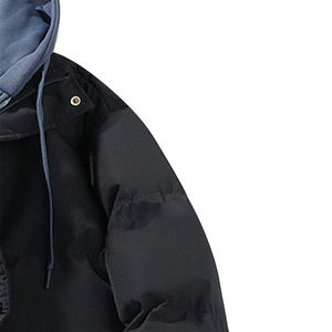 Custom GREY STITCH Men's Hooded Puffer <b>Jacket</b> Winter <b>Warm</b> <b>Waterproof</b> Windproof Breathable Embroidered Stand Zipper Outdoor - Product Image 3
