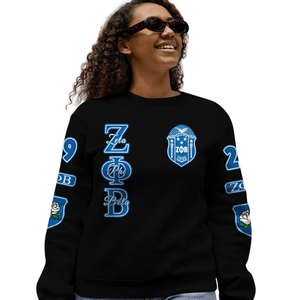 Sudadera Azul con Cuello Redondo de la Hermandad Zeta Phi Beta 1920, Bordado con Letras Griegas para Mujer - Product Image 5