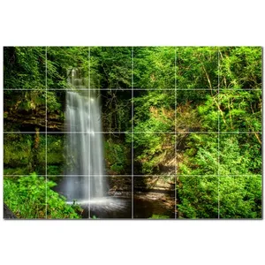 36 \ "X 24 \" Mural de pared de azulejos de cerámica PT501125 Diseño de cascadas con 24 azulejos 6x6 - Product Image 1