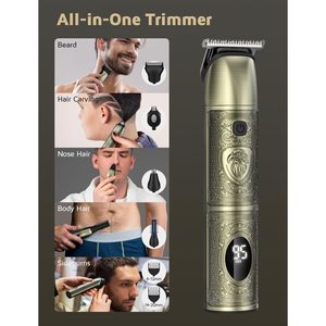 Tondeuse à cheveux sans fil professionnelle, kit de toilettage électrique pour hommes, pour cheveux, barbe, corps, nez, visage, IPX7, USB, US, pour camping-car - Product Image 5