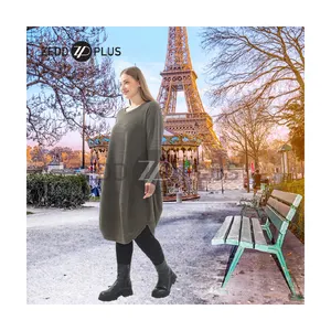 High Quality Khaki Long Sleeve Plus Size Womens Dress for Autumn Winter 2023 Streetwear from Turkish Manufacturer