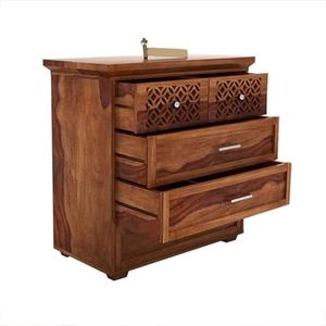 Mesa auxiliar de madera con cajones para sala de estar, mesa auxiliar de madera con cajones de cierre suave, mesa auxiliar de madera compacta - Product Image 5
