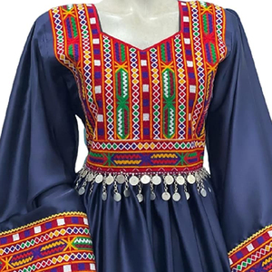 Afghani <b>Dress</b> Banjara Tribal Ethnic Traditional Fashion Casual <b>Simple</b> Embroidered Women's Boat Neck <b>Long</b> <b>Sleeve</b> Customizable - Product Image 3