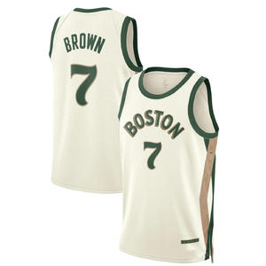Maillot de basket-ball Bost-on en gros, cousu, pour hommes, séchage rapide, rétro, uniforme de basket-ball américain, 0 Jayson Tatum, 7 Jaylen Brown - Product Image 4
