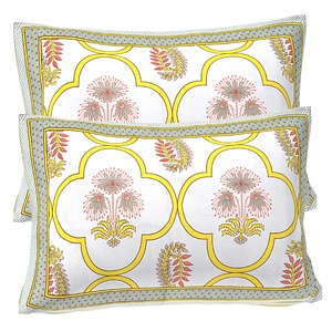 Luxury Mughal Arch & Animal Pattern Jaipuri Hand Block Printed 200TC Cotton Double Bedsheet Set with Floral Border Pillow Covers - Product Image 2