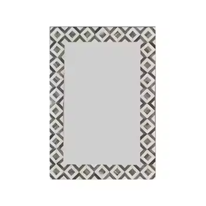 Venta directa de fábrica, diseño moderno, marco de espejo con incrustaciones de hueso, espejo de pared decorativo para el hogar de alta calidad, artesanías artesanales Crecnset - Product Image 3