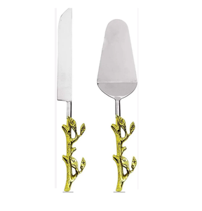 การออกแบบใหม่โลหะมีดตัดเค้กและให้บริการภาชนะโลหะตัดเค้กและมีดให้บริการชุดส่งออกขายส่ง - Product Image 1