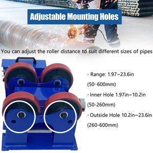 Supercnc 1 2 3 Ton Rotary Steel Tube Pipe Pressure Tank Weld Rolling <strong>Rotator</strong> 110V with <strong>Self</strong> <strong>Aligning</strong> Rubber Turning Roller - Product Image 4