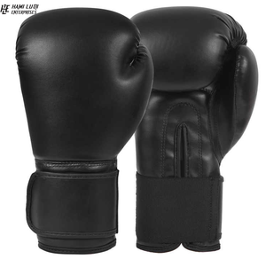 Gants de boxe de combat noirs 12OZ en cuir de vachette véritable de haute qualité et de qualité supérieure personnalisés - Product Image 4