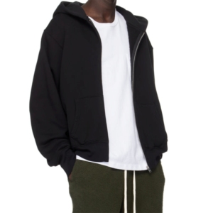 Warmer <b>Black</b> Colour Zip Up Hoodie Cotton <b>Fleece</b> With Custom Colours & Embroidery For Best Price Hot Sale Hoodie For Unisex - Product Image 4