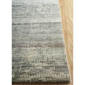 Alfombra Afgana de Lana Anudada a Mano en Gris Viscaya y Negro con Patrón Geométrico para Sala de Estar-Enm-3101(Cs-01) - Product Image 4