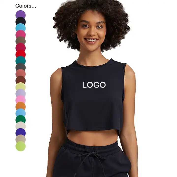 QUICK DRY Solid T-Shirts Sports Girls Summer Blank Fitted Fitness Crop Top Workout Womens Gym Tank Yoga Tops for Women