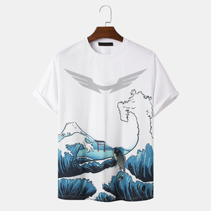 เสื้อยืดผู้ชายแบบครึ่งแขนเสื้อแบบกำหนดเองเสื้อยืดคอกลมลายคลื่นทะเลพิมพ์ลายแบบลำลองฤดูร้อน - Product Image 3