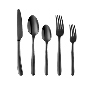 Juego de cucharas de postre de acero con espejo, 4 piezas, juegos de cubiertos negros plateados mate, fabricación al por mayor, el precio más bajo - Product Image 2