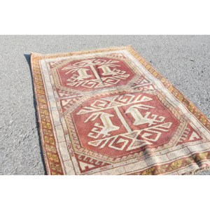 พรมทอถักขนแกะสีขาวสีแดงแบบคลาสสิกขนาด2.3x3.4ฟุตแบบตุรกีพรมสี่เหลี่ยมผืนผ้าขนาดใหญ่ด้านหลังยางขนาด10มม. สำหรับโถงทางเดิน - Product Image 4