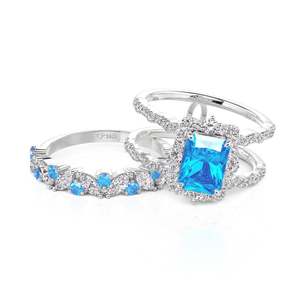 ชุดแหวนเจ้าสาว Jeulia Custom Halo Radiant พร้อมตัวเสริมดีไซน์รูปคลื่น - Product Image 4
