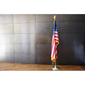 8 FT Indoor American Flagpole Set with Gold Eagle Head Cotton 3x5 Gold Fringed Flag Oak Base-Decorative Indoor Flag Pole <b>Kit</b> - Product Image 2