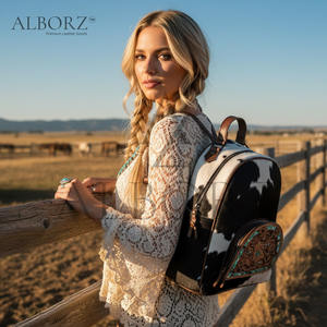 Sac à dos en cuir véritable fait main avec imprimé animal - Style occidental élégant 100% cuir véritable Couleurs personnalisables - Product Image 4