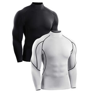 เสื้อยืดแขนยาวคอสูงสำหรับผู้ชาย ผ้ารัดรูป แห้งเร็ว ยืดหยุ่น เหมาะสำหรับออกกำลังกาย วิ่ง และฝึกซ้อม - Product Image 4