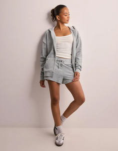 Sudadera con capucha de gran tamaño Halan para mujer con hombros caídos de Marga plateada de longitud completa, sudaderas con capucha antiarrugas y transpirables, sudadera con cremallera para mujer - Product Image 3