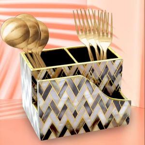 Porta Cucharas de Madera de Mango Natural con Diseño Decorativo Impreso, Ecológico y Sostenible, Porta Cucharas Impreso para el Hogar al Precio Más Bajo - Product Image 1