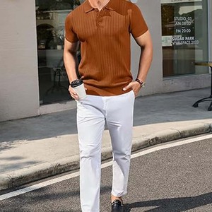 Camisa de Lona para Hombre de Primera Calidad, Manga Corta, Color Sólido, Impresión Digital Personalizada, Logotipo Personalizado, Corte Regular, Verano - Product Image 2