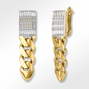 Femmes entièrement glacé plaqué or massif taille émeraude Moissanite diamant boucles d'oreilles goutte classique Hip Hop Style mode fait alliage - Product Image 2