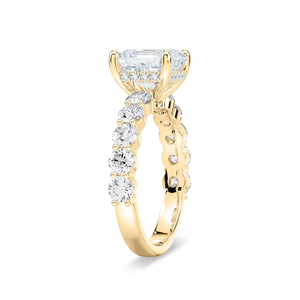 Anillo de Compromiso con Diamante Cultivado en Laboratorio de Corte Asscher de 2.40 CTW, Piedras Laterales Redondas, Certificado IGI, Oro Sólido de 14K, Anillo de Novia de Lujo - Product Image 2