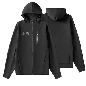 เสื้อฮู้ดดี้ผู้ชายขายส่งสำหรับฤดูหนาว ผลิตจากวัสดุที่เป็นมิตรต่อสิ่งแวดล้อม ระบายอากาศได้ดี ผลิตจากวิสโคส/โพลีเอสเตอร์ ทรงปกติ แบบซิป  รับสกรีนโลโก้ด้านหน้า - Product Image 4