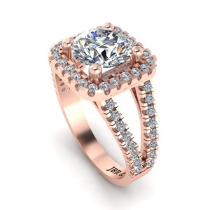 Vendeur chaud diamant rond plaqué or rose 925 argent tige fendue Halo bague de fiançailles mode de luxe pour les femmes au meilleur prix - Product Image 5