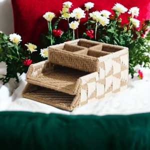 Organizador de escritorio de almacenamiento multifuncional, bonita cesta de fibra vegetal tejida a mano de buena calidad, varios tamaños, joyería para el hogar y la sala de estar - Product Image 6