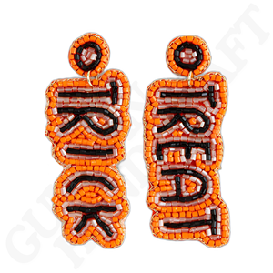 Vente en gros de Trick Treat Boucles d'oreilles pendantes à message perlées en feutre Boucles d'oreilles pendantes à la mode pour les fêtes d'Halloween saisonnières - Product Image 5