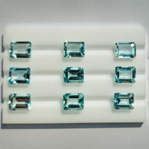 พลอยอความารีนสีฟ้าธรรมชาติคุณภาพ AAA พลอยสีเขียวมรกตตัดแปดเหลี่ยม9x7อัญมณีหลวมสำหรับการทำเครื่องประดับขายส่งอัตรา - Product Image 2