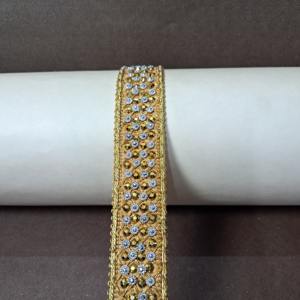 Accessoires de vêtement les plus vendus perles métalliques et ruban de garniture de séquence dentelle de Lurex argenté et doré coupe en argent doré - Product Image 2