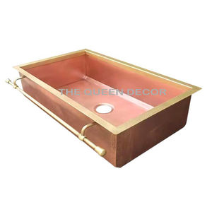 Évier moderne, élégant et écologique en métal cuivré de forme rectangulaire avec finition brune Accent de luxe fait à la main pour la maison - Product Image 4