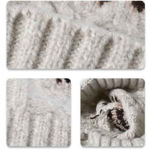 Gorro <span class=keywords><strong>de</strong></span> <span class=keywords><strong>lana</strong></span> <span class=keywords><strong>de</strong></span> invierno personalizado, gorro grueso y cálido tejido con cable <span class=keywords><strong>de</strong></span> gran tamaño con forro polar en 6 colores - Product Image 3
