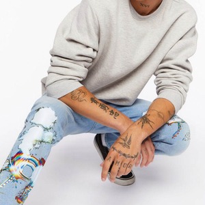 Pantalon en jean décontracté en toile droite mi-lourde personnalisé, confortable pour l'extérieur, respirant, écologique, antistatique et anti-boulochage - Product Image 4