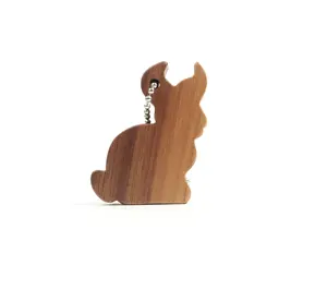 高品质木制钥匙圈最新设计手工猫形热销木制钥匙圈支架批发供应商