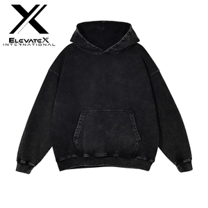 เสื้อฮู้ดผ้าฝ้ายพิมพ์ลาย Dtg สำหรับผู้ชายผ้าฟลีซซักลายกรดสไตล์วินเทจ - Product Image 6