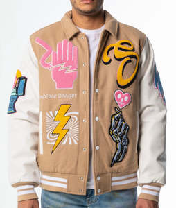 Vente en gros, nouveautés 2024, veste universitaire brodée en chenille à la mode pour homme, veste Lettermen de baseball - Product Image 3