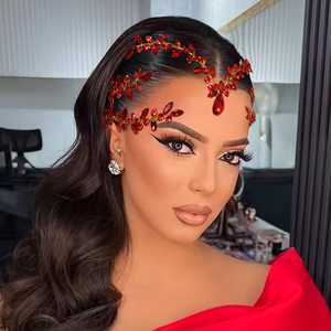 Bridella BHP599 Bandeau Rouge Strass Perles Cristaux Fleurs Confortable Ajustement Sécurisé Mariages Événements Formels Vie Quotidienne Élégant - Product Image 4